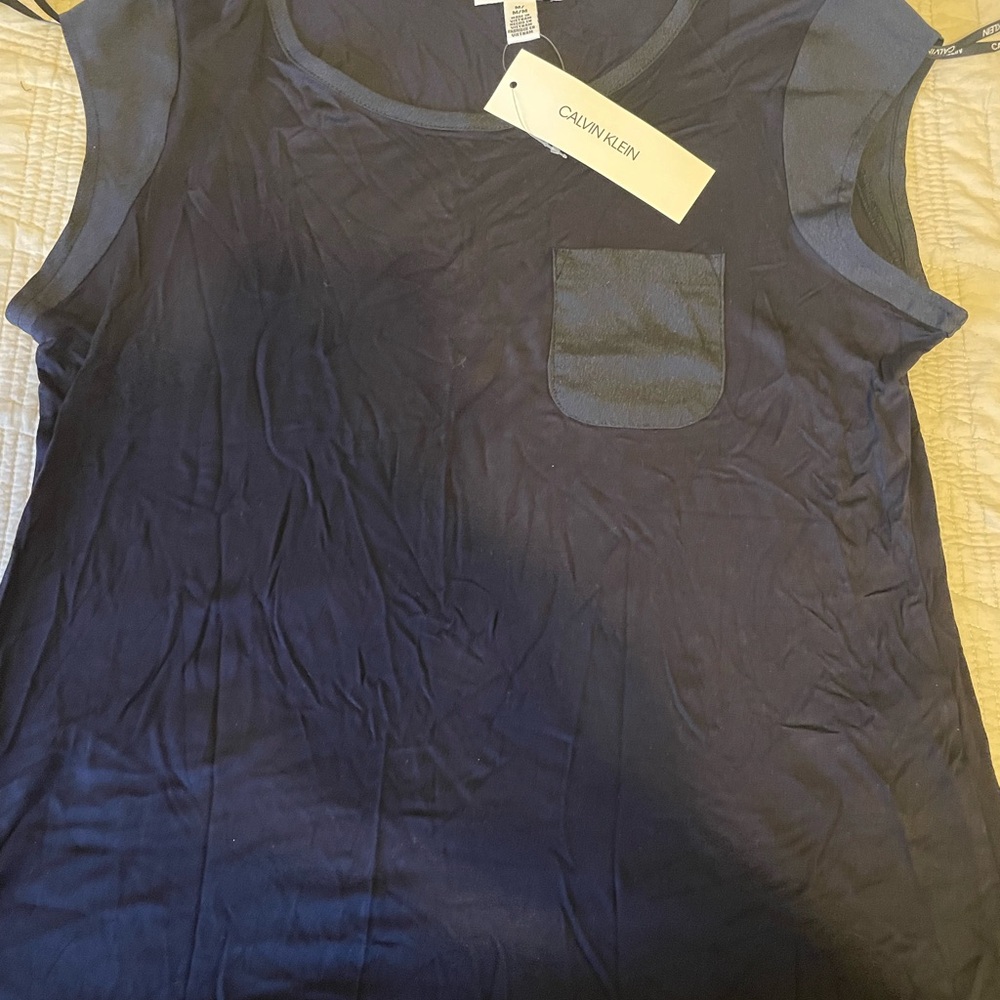 Calvin Klein Blue Tank Top with Textured Fabric